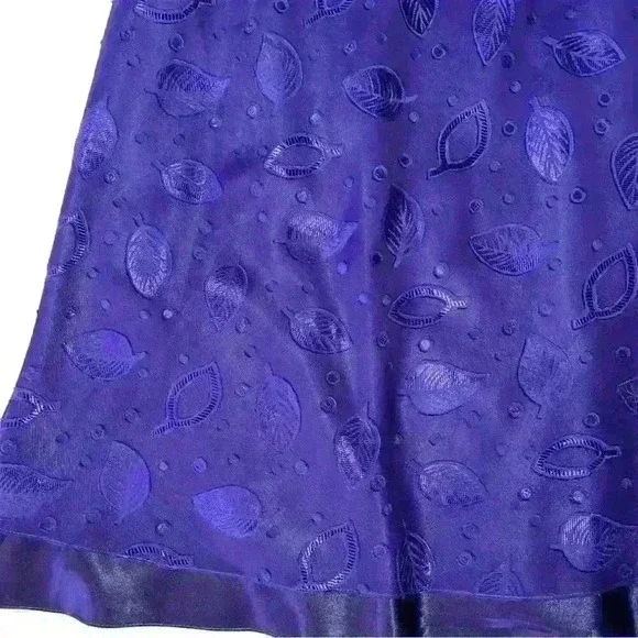 Vintage Dentelle Purple Leaf Print Slip Dress Small - Picture 6 of 6